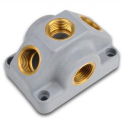 Persluchtverdeler VDK 35-G - kunststof/messing -  5 x G 1/2" -  doorstroomverdeler - max. 15 bar