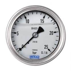 Glycerine-manometer - klasse 1,6 - Ø 63 mm - van -1 bar tot 250 bar - chemische uitvoering - G 1/4" B
