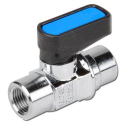 Mini-kogelkraan - verchroomd messing - enkelzijdige knevelgreep - IG Rp 1/8" tot Rp 1/4" - DN 5,5 - PN -0,99 tot 20