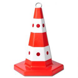 Zeshoekige kegel - PPC rood/wit - hoogte 50 cm