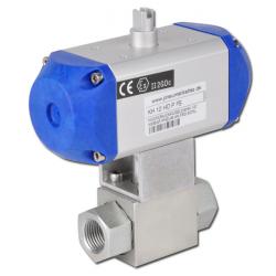 Válvula de bola alta presión - Acero galvanizado - Neum. Actuador - Rosca interior G 1/4" a G 2" - DN 6 a 50 - PN -0,3 a 500