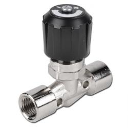 Válvula de corte de aguja - latón niquelado - para montaje en panel - rosca interior G 1/8" a G 1/2" - DN 4 a 8 - PN -0,9 a 18