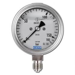 Glycerine-manometer - klasse 1,6 - Ø 63 mm - van -1 bar tot 1000 bar - G 1/4" B - verticaal