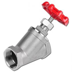 Válvula de corte de asiento inclinado - Acero inoxidable 1.4408 - Rosca interior G 1/2" a G 2" - DN 15 a 50 - PN 0 a 40
