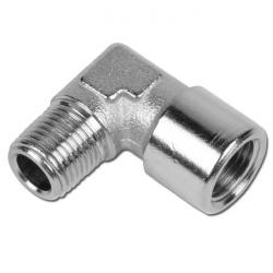 Ángulo para atornillar 90° - Latón niquelado - Rosca interior M5 a G 1" - Rosca exterior M5 a R 1" - PN 16