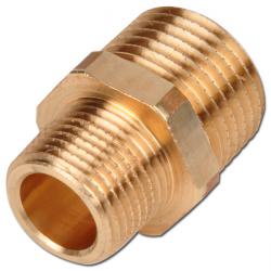 Dubbele nippel - messing/roodgietijzer - conische schroefdraad R 1/8" tot R 1" - PN 16