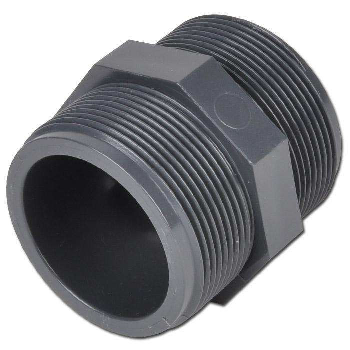 Dubbele nippel - PVC-U - 2 buitenschroefdraden G 3/8" tot G 4" - PN 16