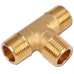 T-Stück - Messing - 3 konische Außengewinde R 1/8" bis R 1/2" - PN 16