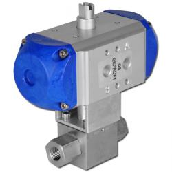 Válvula de bola de alta presión - Acero inoxidable 1.4751 - neum. Actuador - Rosca interior G 1/4" a G 2" - DN 6 a 50 - PN -0.3 a 500