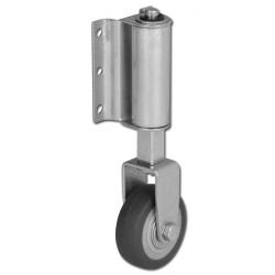 Roulette à ressort pour échelles - roulette fixe ou pivotante - roue en caoutchouc thermoplastique - Ø de la roue 50 mm - hauteur 150 mm - capacité de charge 40 kg