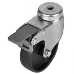 Zestaw kołowy skrętny z tylnym otworem - 4 sztuki - Ř koła 50 do 100 mm - wysokość konstrukcyjna 71 do 122 mm - nośność 40 do 60 kg