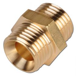 Dubbele nippel - messing - schroefdraad inch/metrisch of metrisch/metrisch G 1/4" tot M24 x 1,5 mm - PN 16