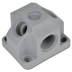 Persluchtverdeler VDK 238 - kunststof - grijs - 1x G 1/2" 2x G 3/8" - eindverdeelkast - max. 15 bar