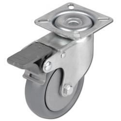 Apparate-Lenkrolle mit Doppelstopp - Rad-Ø 50 bis 100 mm - Bauhöhe 71 bis 122 mm - Tragkraft 40 bis 65 kg