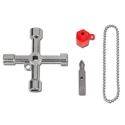Llave de armario de distribución - Fundición inyectada de zinc - Longitud 71 mm - multifuncional