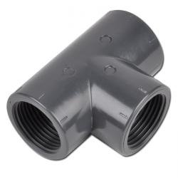 Pieza en T - PVC-U - rosca interior Rp 3/8" a Rp 4"- diámetro exterior 24 a 129 mm - PN 16