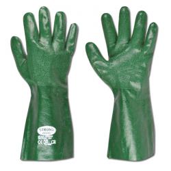 Werkhandschoen "Houston"  - PVC met katoenen voering -  Kleur groen - Norm EN 388/ Klasse 4121