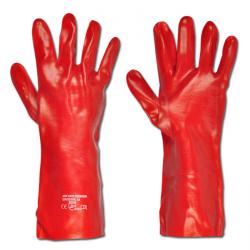 Werkhandschoen "Denver" - PVC met katoenen tricotvoering - Kleur roodbruin - Norm EN 388/klasse 4121