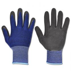 Rękawice robocze "SCOTT" - BW / spandex - kolor czarny / niebieski - Norma EN 388 / klasa 2121