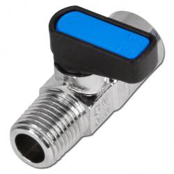 Mini-kogelkraan - messing verchroomd - enkelzijdige knevelgreep - IG/AG Rp/R 1/8" tot Rp/R 1/4" - DN 6 - PN -0,99 tot 20