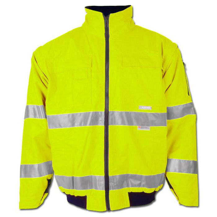 Warnschutz-Pilotenjacke Planam - Gr. S bis XXXXL - gelb oder orange - EN ISO 20471 - wind- und wasserdicht - abnehmbare Ärmel