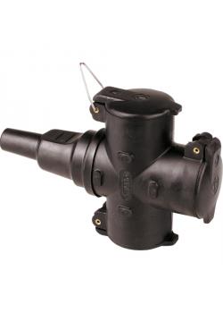 Acoplamiento colgante de 3 vías de caucho macizo - con tapa abatible - tensión nominal 250 V - corriente nominal 16 A - tipo de protección IP 44 - negro