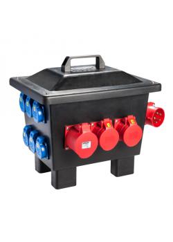 Plast golvmonterade distributions "Korbach" - med 3 eller 6 uttag 230V - med jordfelsbrytare