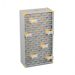 Metalen opbergbak voor kleine onderdelen VarioPlus Metaal 90 - met 60 laden - Buitenafmetingen (B x D x H) 300 x 140 x 565 mm