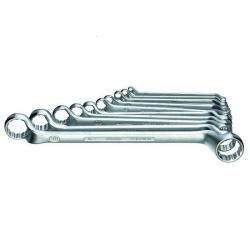 Juego de llaves de doble anillo - 10 piezas - desplazamiento profundo - perfil UD - anchura de la llave 6 a 32 mm