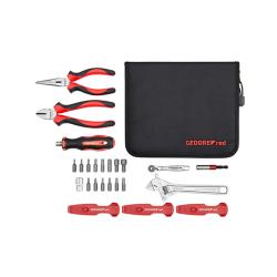 Juego de taller para bicicletas Gedore rojo - 25 piezas, incl. carraca de puntas, llave de cono, etc.