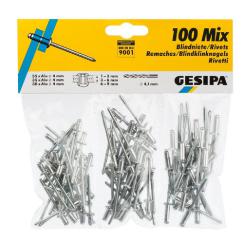Assortiment blindklinknagels - 100-delig - aluminium/staal - Ø 4 mm