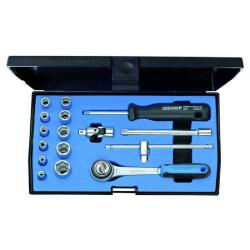 Steeksleutelset 1/4" - 16-delig - 6-kant - 4 tot 13 mm
