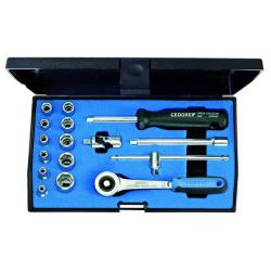 Steeksleutelset 1/4" - 16-delig - 6-kant - 4 tot 13 mm