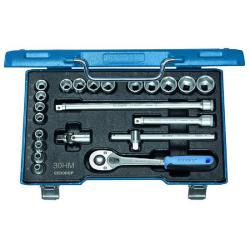 Steeksleutelset 3/8" - 22-delig - 6-kant - 6 tot 22 mm