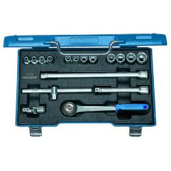 Steeksleutelset 3/8" - 17-delig - 6-kant UD-profiel - 6 tot 19 mm