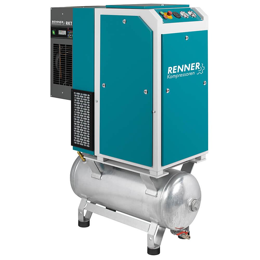 RENNER schroefcompressor RSDK-PRO 3,0 tot 18,5 - 10 bar - gegalvaniseerde persluchtketel en koeldroger - verschillende uitvoeringen