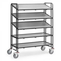 Euro varebil - med 5 hyller - 4 svingbare hjul - lastekapasitet 60 kg per lasteplass - lasteflater 1240 x 610 mm