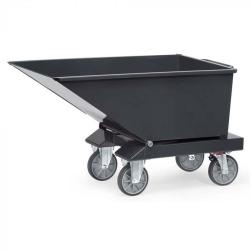 Benne basculante - 2 roues pivotantes et 2 fixes - avec robinet de vidange - force 750 à 800 kg - volume de chargement 250 à 800 l