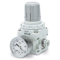 Regolatore di vuoto SMC IRV10/20 - Raccordi diritti - Portata massima 140 o 240 l/min - Con o senza manometro
