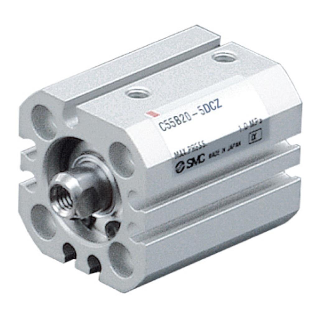 V&eacute;rin compact SMC ISO C55 - double effet - &Oslash; du piston de 20 &agrave; 100 mm - amortissement &eacute;lastique - tige de piston &agrave; filetage femelle - sans aimant