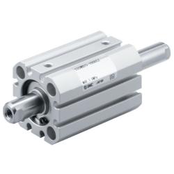 SMC ISO-Kompaktzylinder C55W - dwustronnego działania - &Oslash; tłoka od 20 do 100 mm - drążek tłokowy przelotowy z gwintem wewnętrznym - bez magnesu