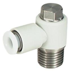 SMC KGV screw-in elbow &ndash; swivelling &ndash; stainless steel/PBT &ndash; -1 to 10 bar &ndash; hose outer diameter 4 to 12 mm &ndash; male thread M5 or R &ndash; price per piece