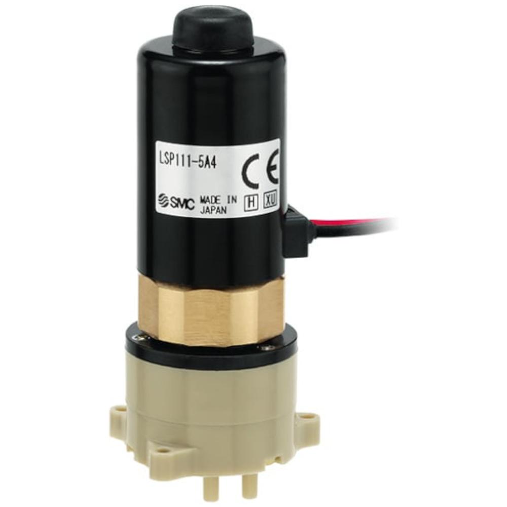 Pompe doseuse de liquide SMC LSP - 5 &agrave; 200 &mu;L - 12 ou 24 VCC - 4 &agrave; 17 W - Raccord &agrave; filetage ou pour tuyau
