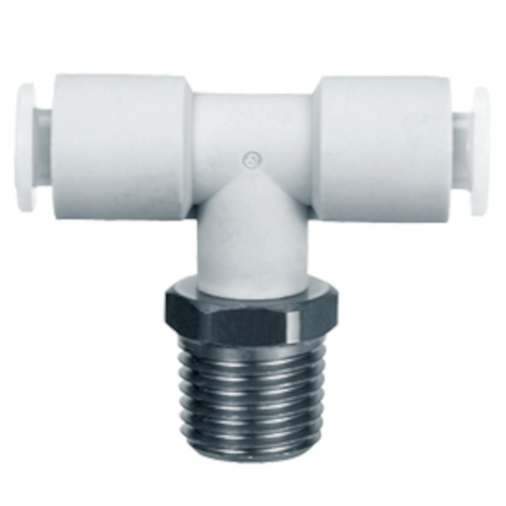 Raccord de d&eacute;rivation &agrave; visser en T SMC KGT - Acier inoxydable/PBT - -1 &agrave; 10 bars - &Oslash; du tuyau : 4 &agrave; 16 mm - Prix &agrave; l'unit&eacute;