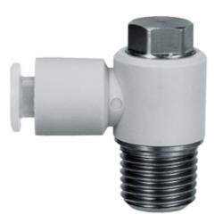 SMC KGV threaded elbow &ndash; swivelling &ndash; stainless steel/PBT &ndash; with thread coating &ndash; -1 to 10 bar &ndash; hose &Oslash; 4 to 12 mm &ndash; pack of 2 &ndash; price per piece