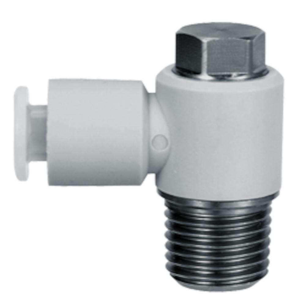 Raccord coud&eacute; &agrave; visser SMC KGV - orientable - acier inoxydable/PBT - avec rev&ecirc;tement de filetage - -1 &agrave; 10 bars - diam&egrave;tre de tuyau de 4 &agrave; 12 mm - conditionnement de 2 pi&egrave;ces - prix &agrave; l'unit&eacute;