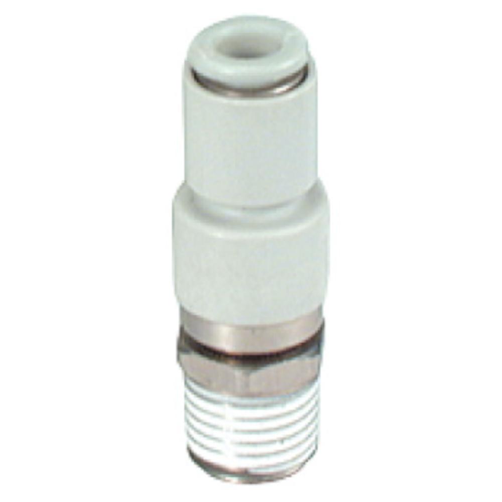 Raccord enfichable SMC droit KXH - orientable - pour vitesses &eacute;lev&eacute;es - laiton/PBT - &Oslash; du tuyau de 4 &agrave; 12 mm - filetage R - conditionnement de 2 pi&egrave;ces - prix &agrave; l'unit&eacute;