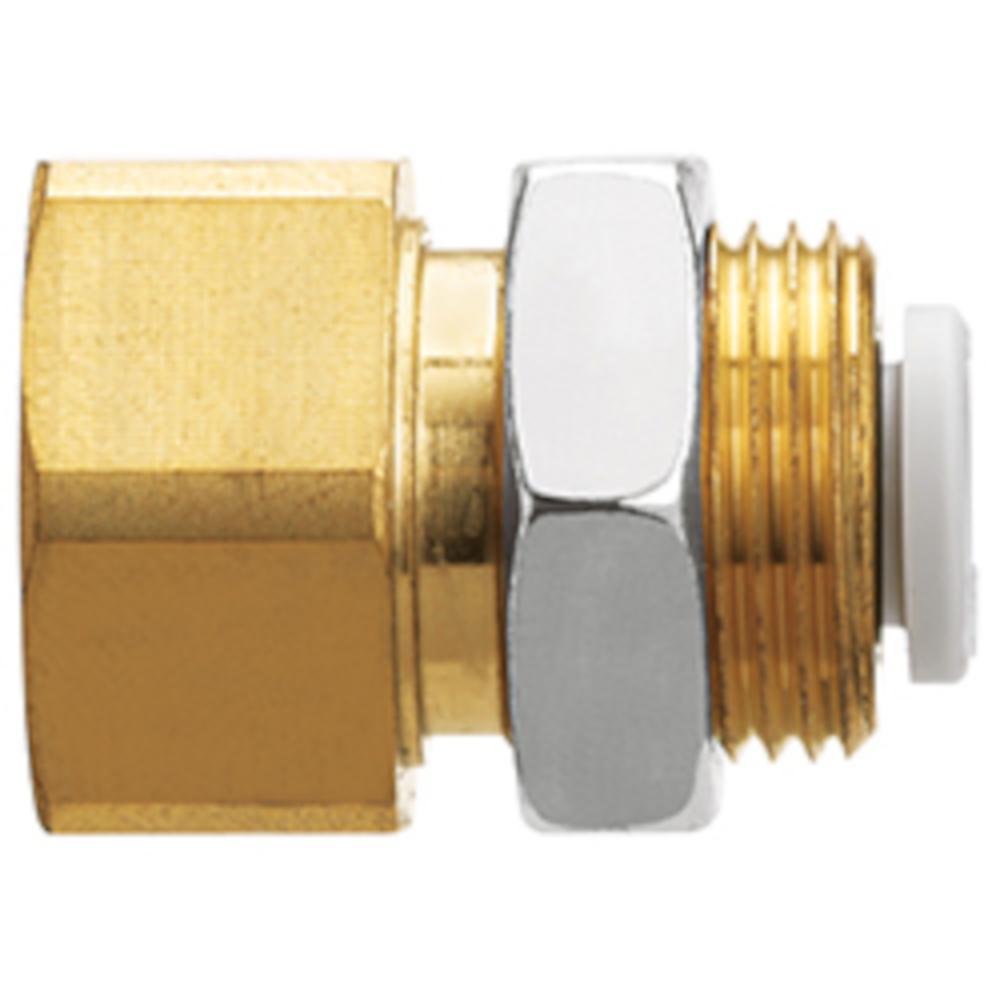 Raccord viss&eacute; enfichable droit SMC de type Schott KQ2E - laiton nickel&eacute; - diam&egrave;tre de tuyau de 3/16" &agrave; 1/2" - filetage R - jusqu'&agrave; 10 bars - conditionnement de 10 pi&egrave;ces - prix &agrave; l'unit&eacute;