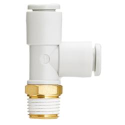 SMC KQ2Y T-shaped push-fit screw fitting &ndash; 360&deg; swivelling &ndash; nickel-plated brass &ndash; with face seal &ndash; hose outer diameter 3.2 to 16 mm &ndash; R thread &ndash; pack of 5 or 10 &ndash; price per piece