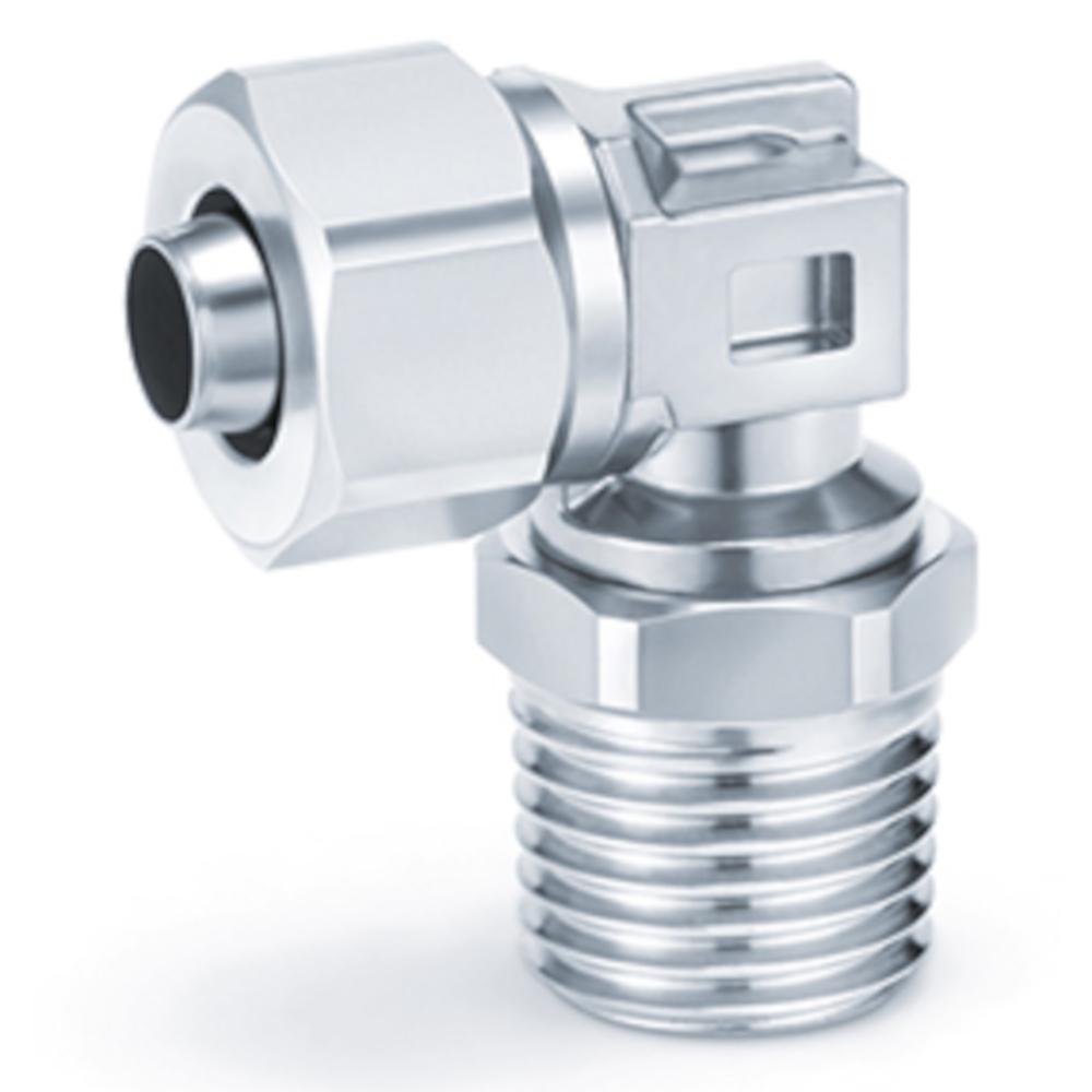 Raccord coud&eacute; &agrave; visser SMC KFG2V - orientable - acier inoxydable - avec rev&ecirc;tement de filetage - -1 &agrave; 10 bars - pour la vapeur - &Oslash; de tuyau 4 &agrave; 16 mm - filetage R - prix &agrave; l'unit&eacute;